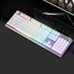 Wolftu Outer Code Spot Supports Usb Mixed Color Mechanical Axis Gaming Wired Keyboard (Option: White color)